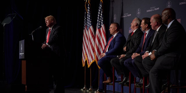 Former President Donald Trump speaks after a panel on policing and security at Treasure Island hotel and casino on July 8, 2022 in Las Vegas, Nevada.