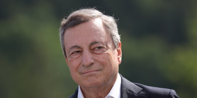 GARMISCH-PARTENKIRCHEN, GERMANY - JUNE 26: Italian Prime Minister Mario Draghi listens to other G7 leaders speaking at the „Global Infrastructure" side event during the G7 summit at Schloss Elmau on June 26, 2022 near Garmisch-Partenkirchen, Germany. Leaders of the G7 group of nations are officially coming together under the motto: "progress towards an equitable world" and will discuss global issues including war, climate change, hunger, poverty and health. Overshadowing this year’s summit is the ongoing Russian war in Ukraine. (Photo by Sean Gallup/Getty Images)