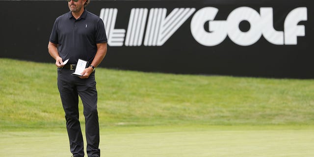 Team Captain Phil Mickelson of Hy Flyers GC waits on the 11th green during day three of the LIV Golf Invitational - Portland at Pumpkin Ridge Golf Club on July 2, 2022 in North Plains, Oregon. 