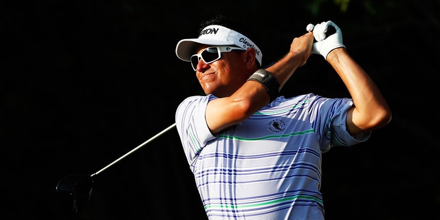 Robert Gamez of the United States plays his shot from the 11th tee during the first round of the Barbasol Championship at the Robert Trent Jones Golf Trail at Grand National on July 20, 2017 in Auburn, Alabama. 