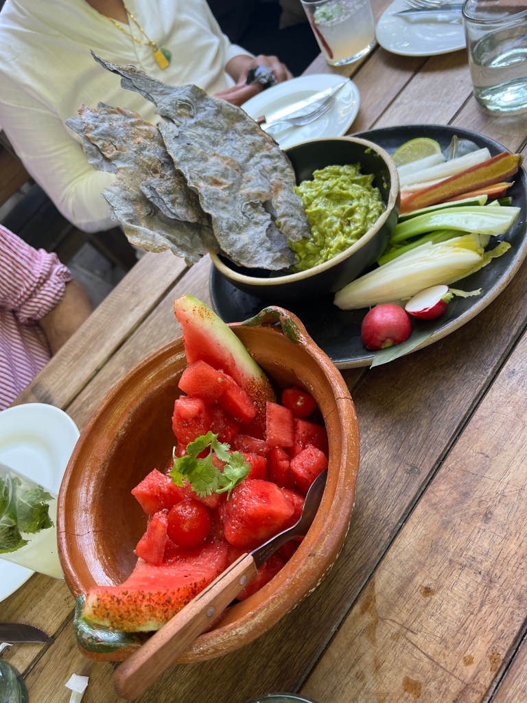 Watermelon salad and guacamole at Gitano Island