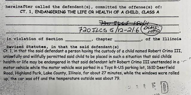 In August 2002, when Crimo III was a toddler, Pesina allegedly left him in a hot car for 27 minutes while shopping at Toys ‘R Us.