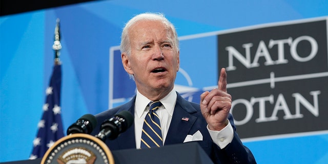 President Biden speaks during a news conference on the final day of the NATO summit in Madrid, Thursday, June 30, 2022.