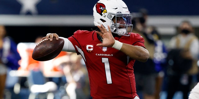 Arizona Cardinals quarterback Kyler Murray throws a pass against the Dallas Cowboys during a game Jan. 2, 2022, in Arlington, Texas.