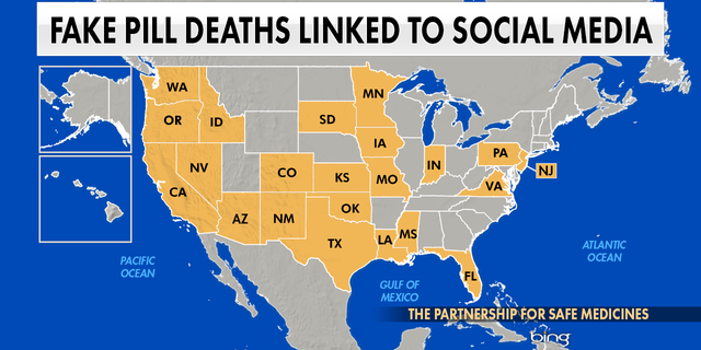 The Partnership for Safe Medicines has tracked fake pill deaths linked to social media in 22 states. 