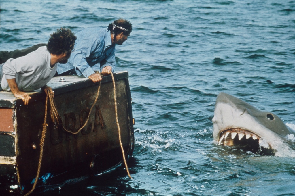 JAWS, from left:  Richard Dreyfuss, Robert Shaw, 1975