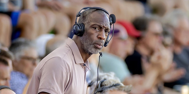 Michael Johnson is a multi-time Olympic champion and world champion in the longer sprint distances, today commenting for the BBC on the fifth day of the World Athletics Championships at Hayward Field stadium.