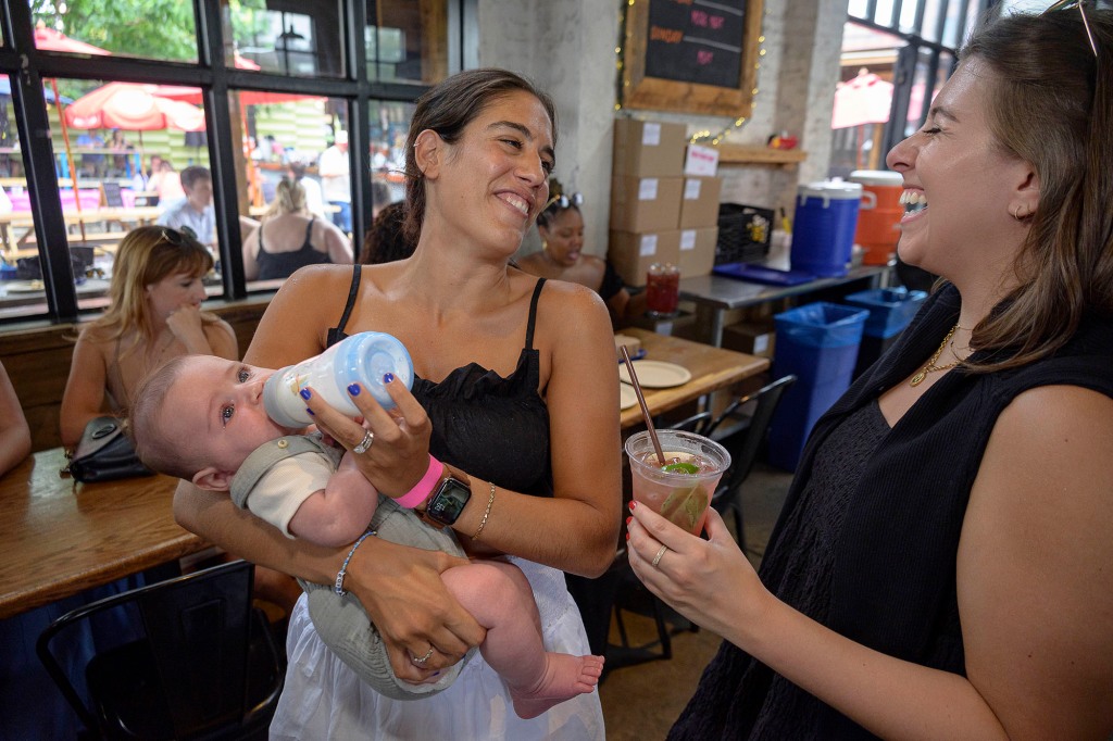 Many younger parents bring their kids out for a few hours of drinks nowadays.