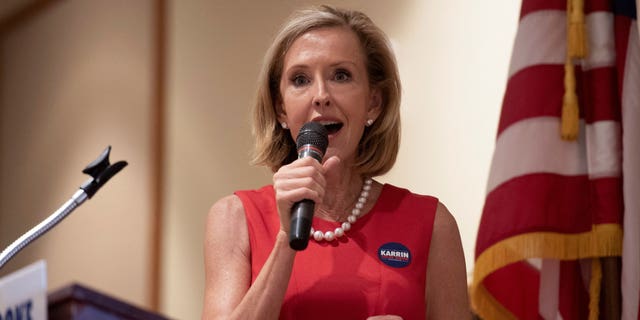 Arizona Republican Governor candidate Karrin Taylor Robson speaks with constituents during the SaddleBrooke Republican Club candidates breakfast for the upcoming primary election in Tucson, Arizona, U.S., July 1, 2022.