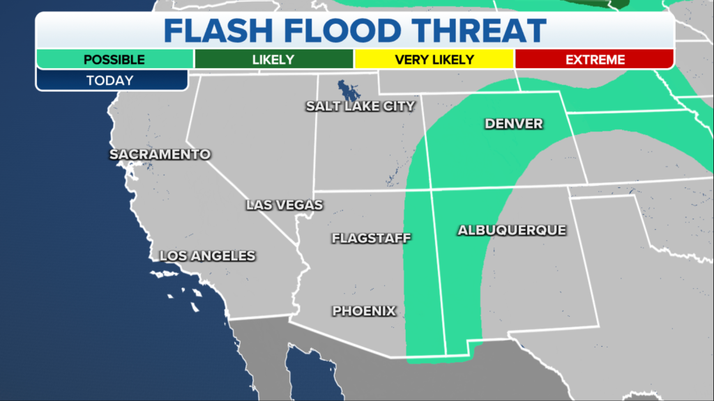 Parts of the southwest will be susceptible to flash flooding.