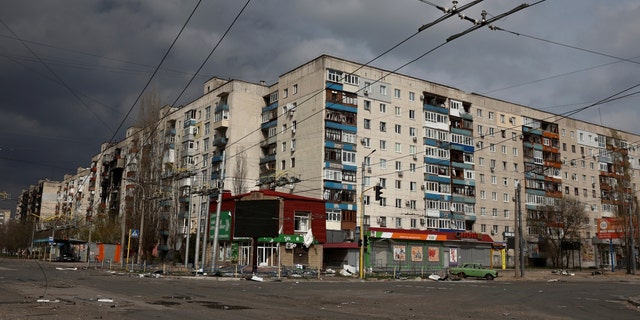 Residential buildings damaged by a military strike as Russia's attack on Ukraine continues in Sievierodonetsk, Luhansk region, Ukraine, April 16, 2022. 