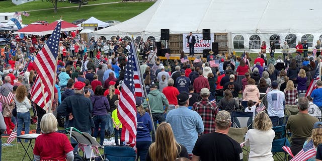 Republican Michigan gubernatorial candidate Garrett Soldano speaks at the We the People's Leadership Rally on September 25th, 2021 in Ellsworth, Michigan.