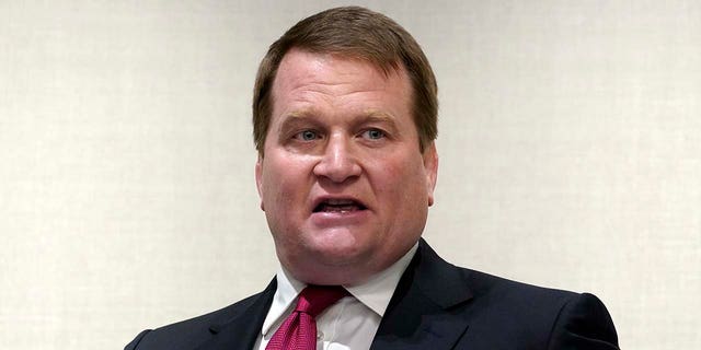 Tony Bobulinski, a former associate of Hunter Biden, talks with reporters before the presidential debate, Thursday, Oct. 22, 2020, in Nashville. 