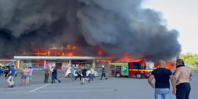 Russian airstrikes hit a shopping mall in Kremenchuk on Monday, according to Ukrainian President Volodymyr Zelenskyy.