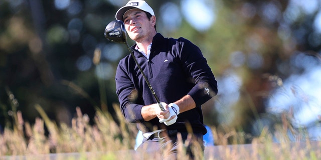 Norway's Viktor Hovland on the 10th tee during day one of the Genesis Scottish Open at The Renaissance Club, North Berwick, Scotland, Thursday, July 7, 2022. 