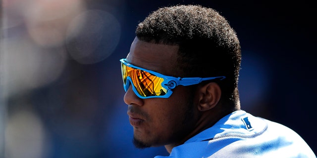 Wander Franco of the Tampa Bay Rays in action during a Grapefruit League spring training game against the Washington Nationals at FITTEAM Ballpark of The Palm Beaches Feb. 28, 2020, in West Palm Beach, Fla. 