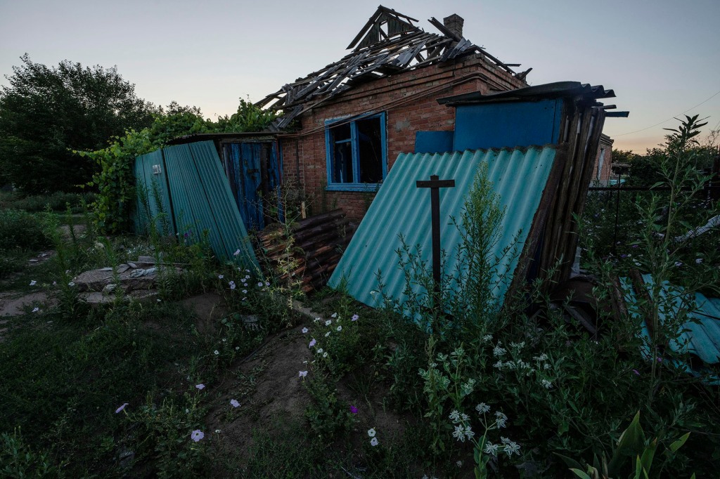 Bombed out house in Ukraine.