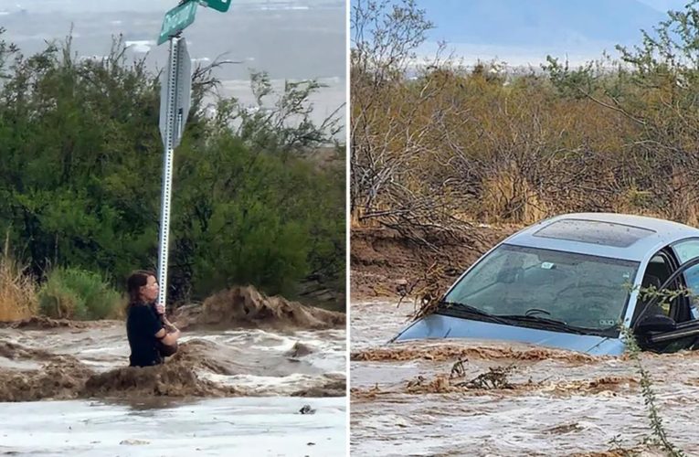 Arizona woman clinging to stop sign rescued from floodwaters