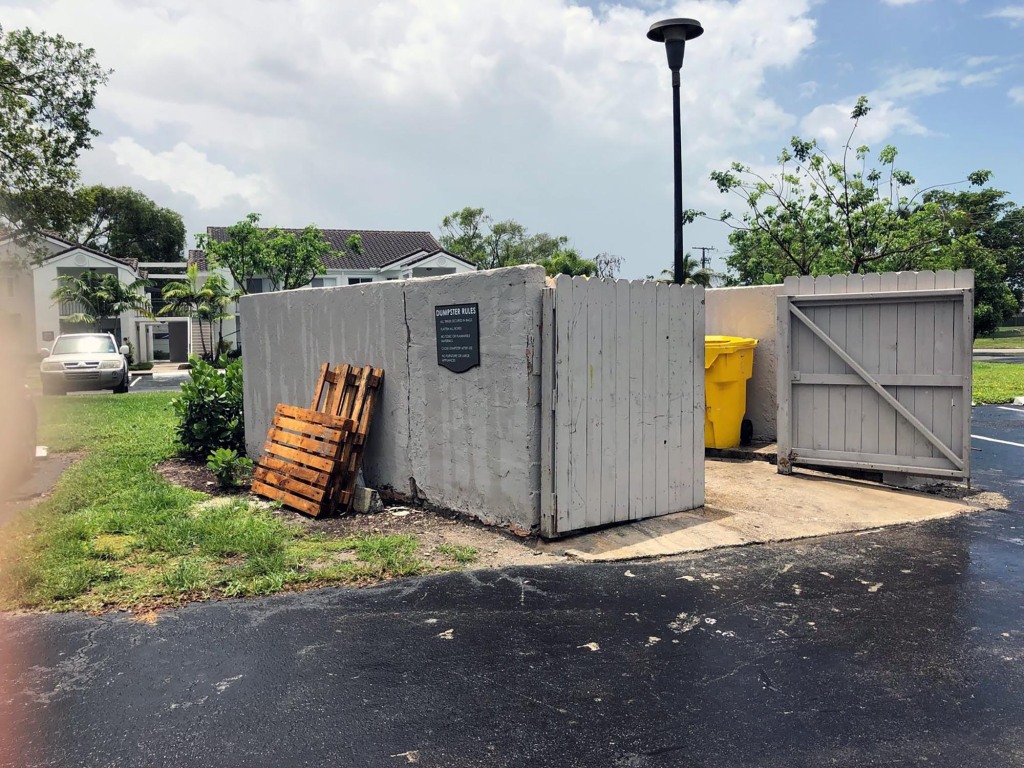 The dumpster where newborn Sarah Jimenes Carvalho was found in May 2019