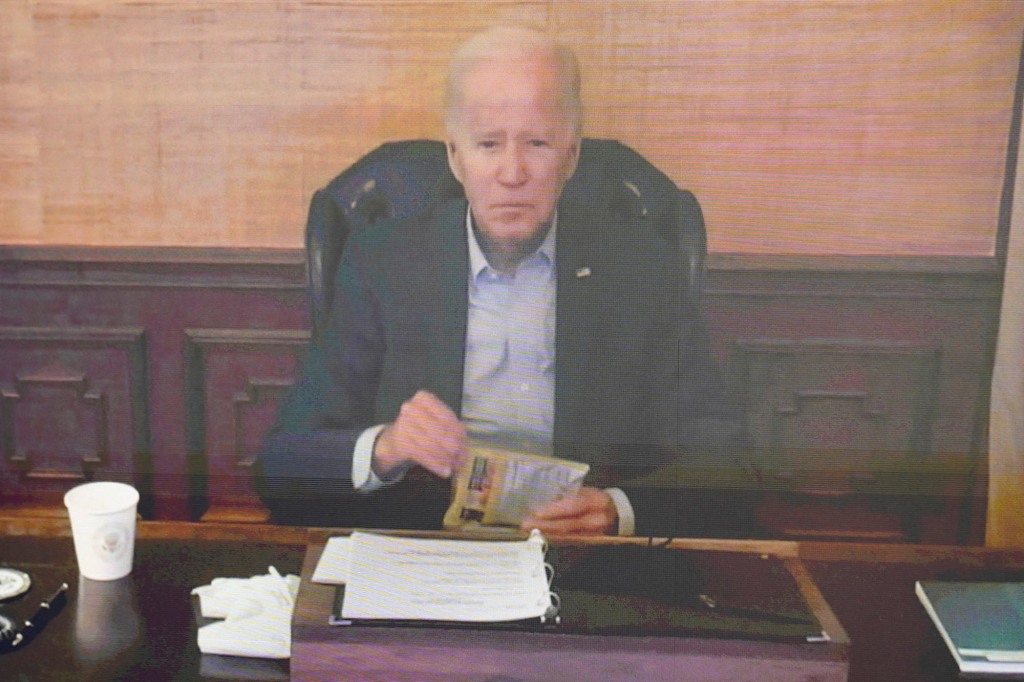Biden virtually attended a meeting with his economic team on Friday morning.