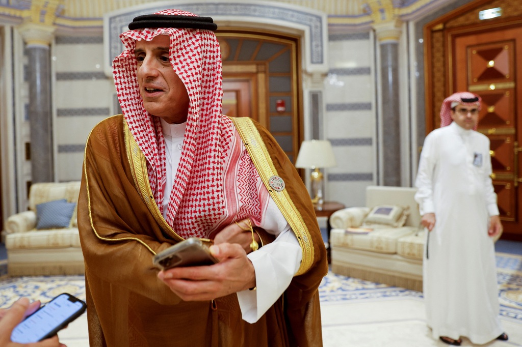 Saudi Arabia's Minister of State for Foreign Affairs Adel al-Jubeir attends an interview with Reuters in Jeddah, Saudi Arabia, July 16, 2022.