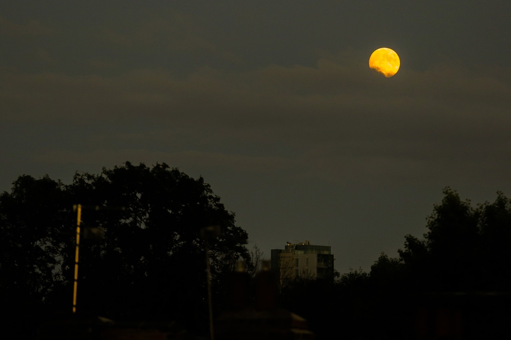 A Buck Moon, also known as the full moon, is seen in north London in July 2019, 50 years after NASA’s Apollo 11 mission launch. 