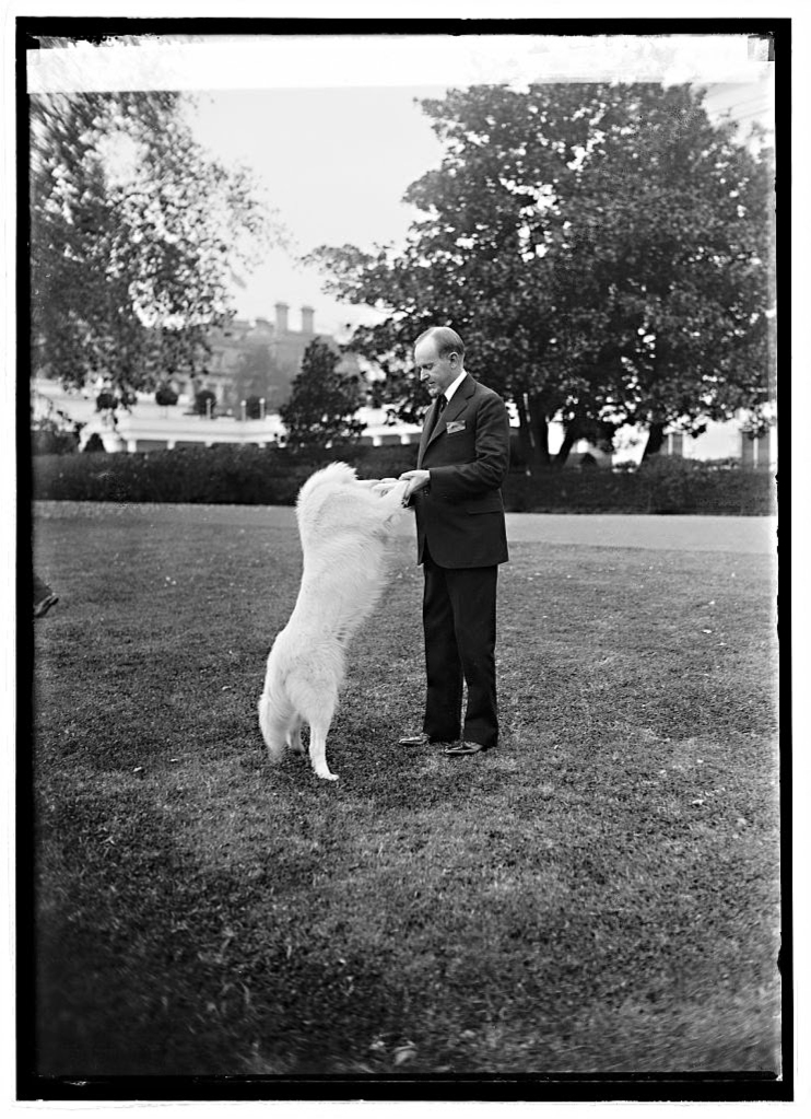 President Calvin Coolidge and his collie Rob Roy.