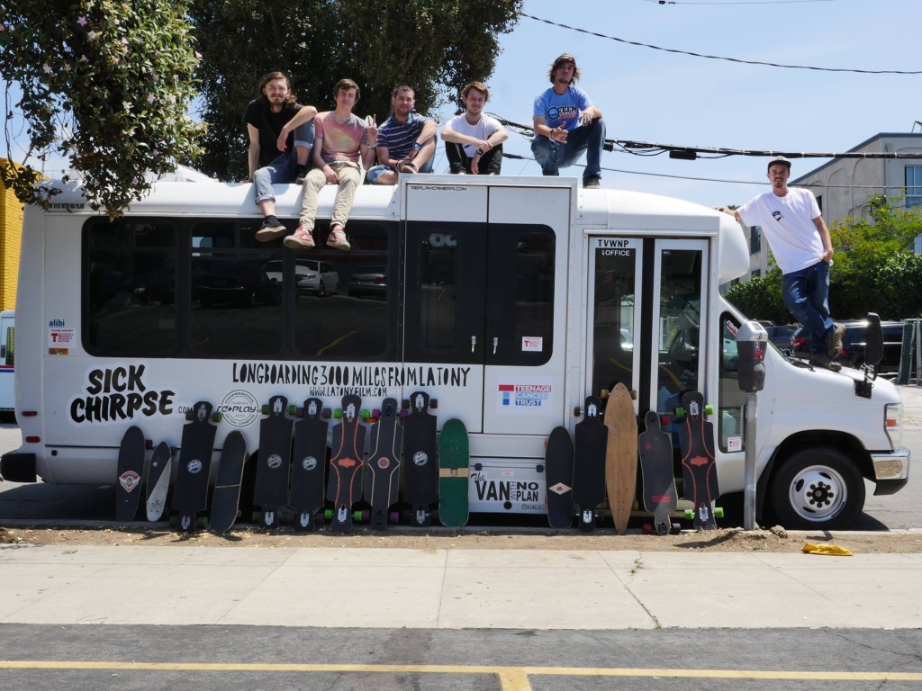 The skaters traveled and slept in a van called the "support vehicle."