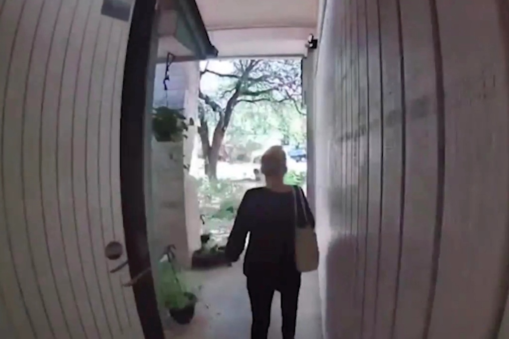 Doorbell footage of Christine Powell leaving her home on July 5