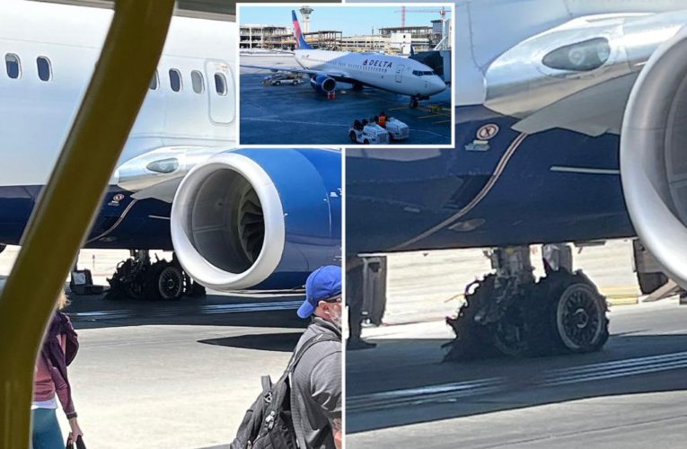 Delta flight from Atlanta blows tires at Los Angeles landing