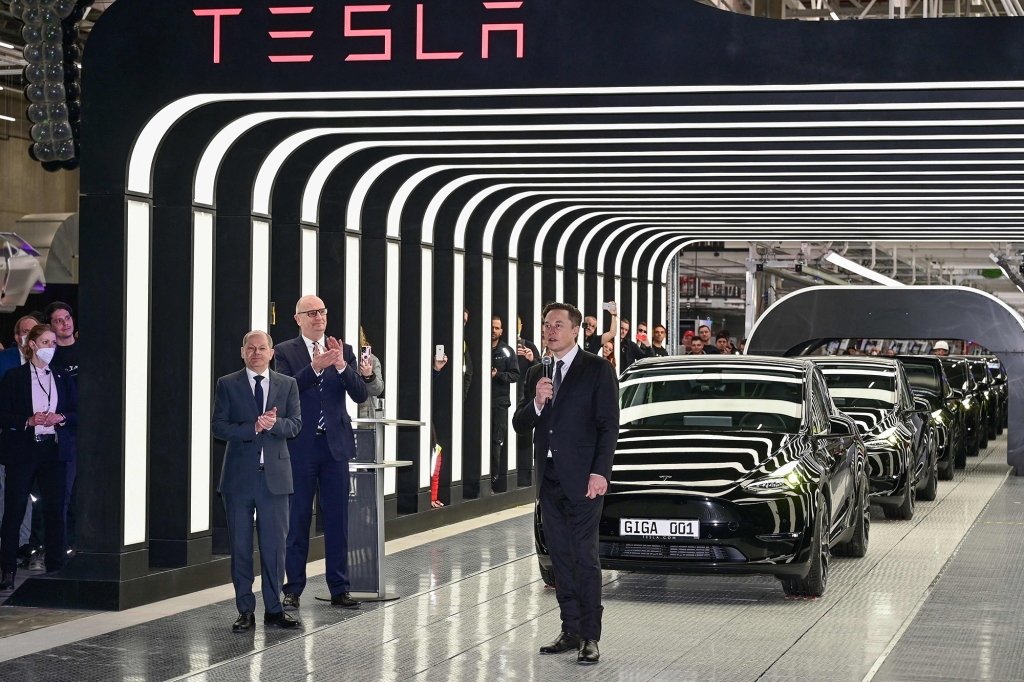 Elon Musk opened Tesla's "Gigafactory" in Gruenheide, southeast of Berlin, Germany on March 22, 2022.