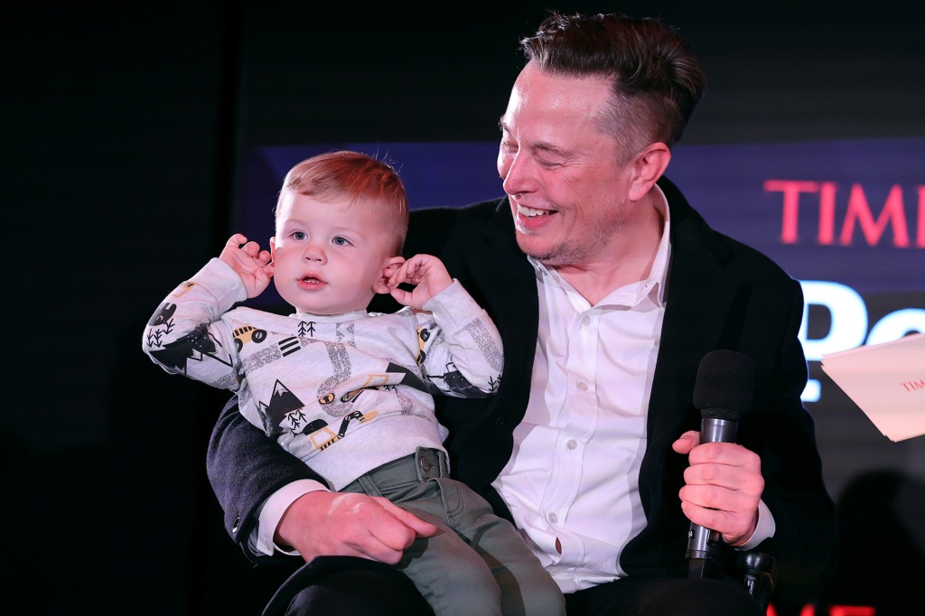 Elon Musk and son X Æ A-12 on stage TIME Person of the Year on December 13, 2021.