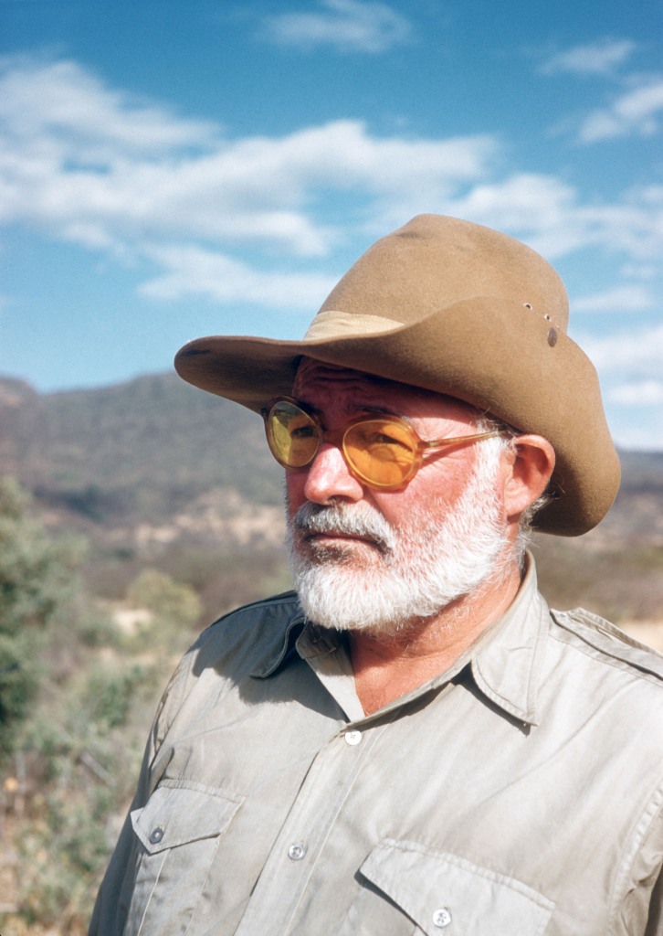 Author Ernest Hemingway poses for a portrait while on a big game hunt in September 1952 in Kenya.  