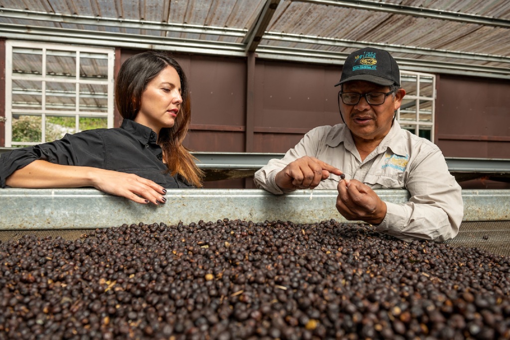 Interior shot of Finca Lérida employees and its beans.