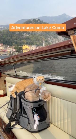 The three also took at boat ride around Lake Como, Italy.