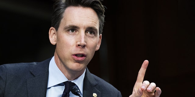 WASHINGTON, DC - SEPTEMBER 29: Sen. Josh Hawley, (R-MO) speaks during a Senate Judiciary Committee hearing to examine Texas's abortion law on Capitol Hill on September 29, 2021 in Washington, DC. 