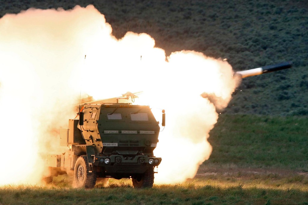 An HIMARS rocket launcher