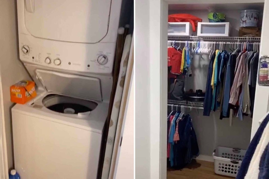 The laundry area and walk-in closet.