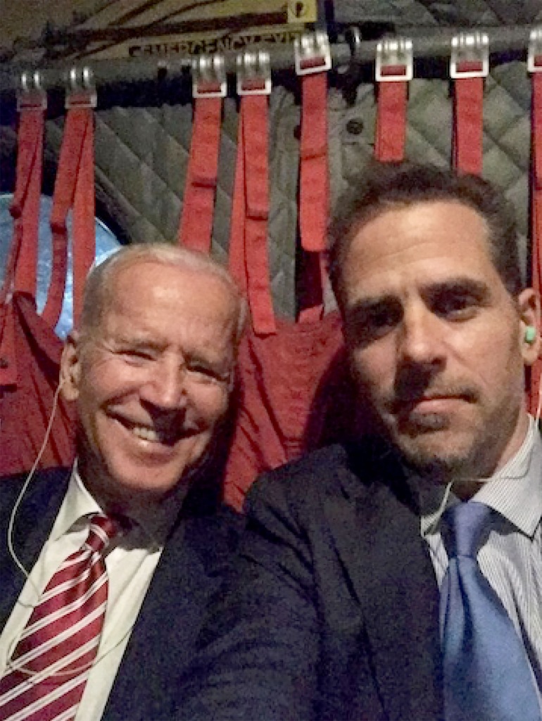 Hunter Biden and Joe Biden in a selfie from the younger Biden's laptop.