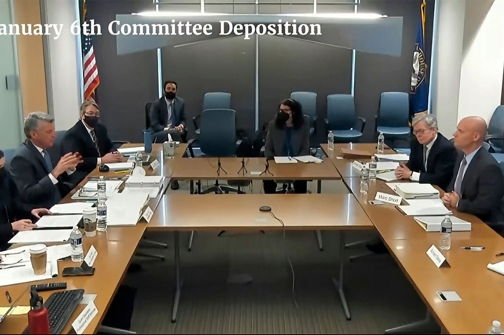 In this image from video released by the House Select Committee, an exhibit shows Marc Short, former chief of staff for Vice President Mike Pence, during a video deposition to the House select committee investigating the Jan. 6 attack on the U.S. Capitol at the hearing Thursday, June 16, 2022.