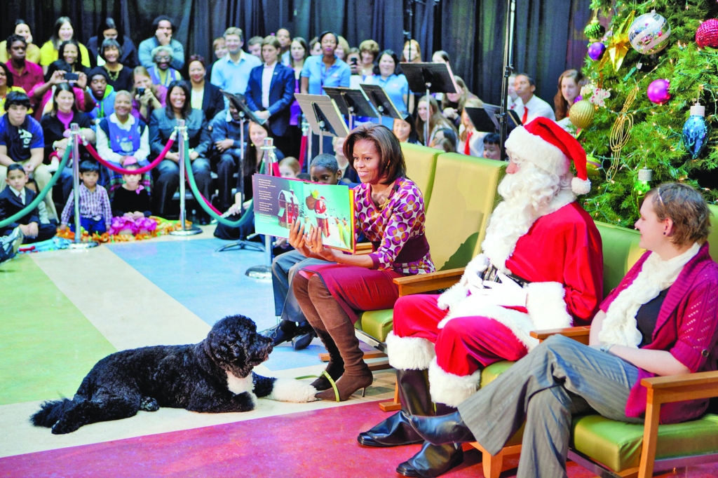 Michelle Obama brought Bo, the family's Portuguese Water Dog to several public outings, including holiday readings at children's medical centers.