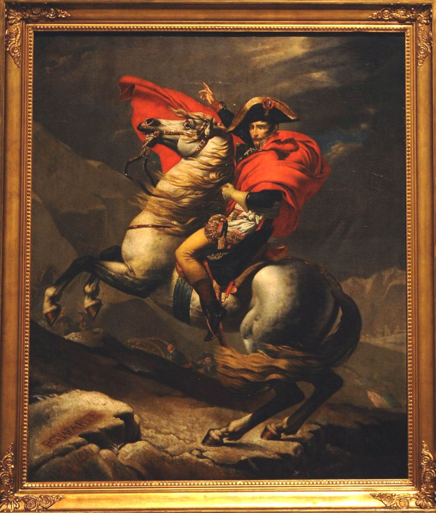 Jacques-Louis David's famous painting "Napoleon Bonaparte Crossing the Alps."