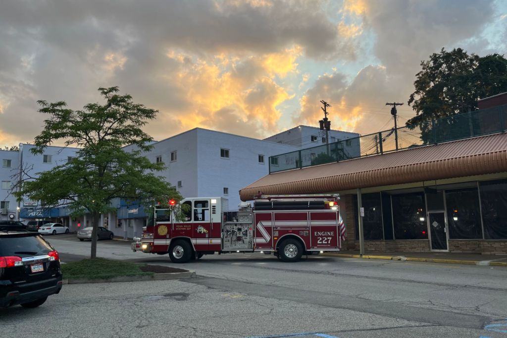 Emergency crews are at the scene of a parking garage collapse along Frankstown Rd. in Penn Hills on Tuesday.