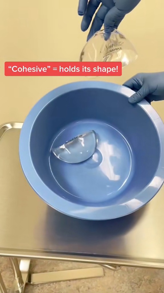 The "gummy" implants bounced into the bowl sans losing their shape or leaking.
