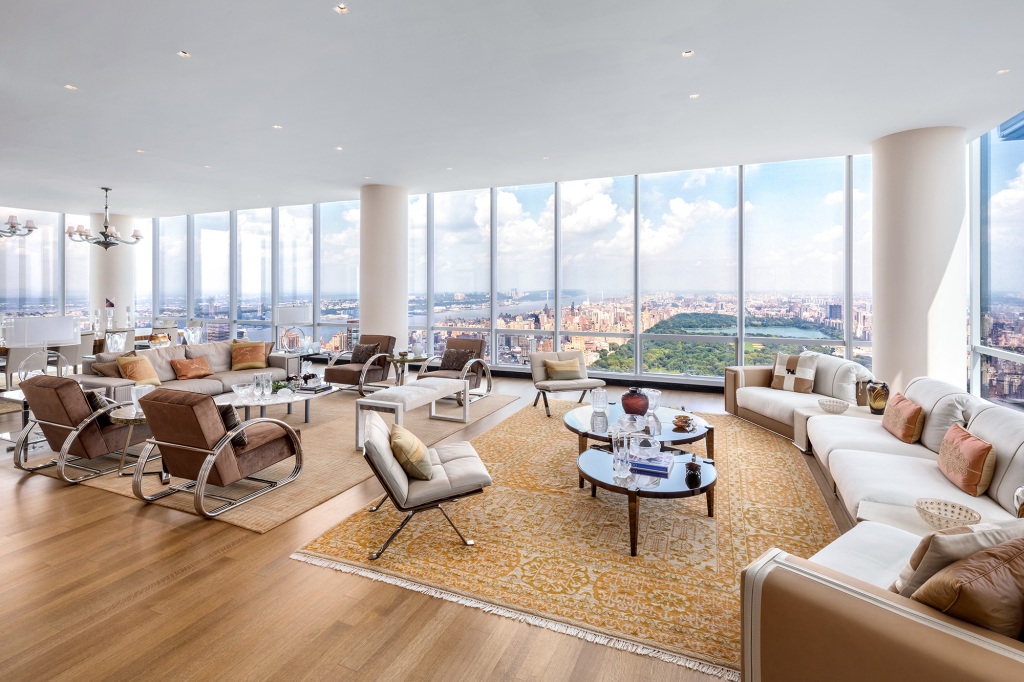 StreetEasy shows the city's priciest listing is a unit at One57 that looks out to both rivers and Central Park front and center.