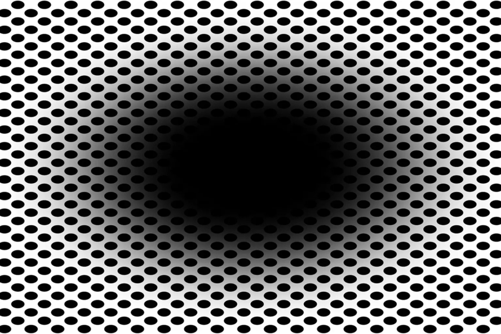 A dark hole in a checkered pattern