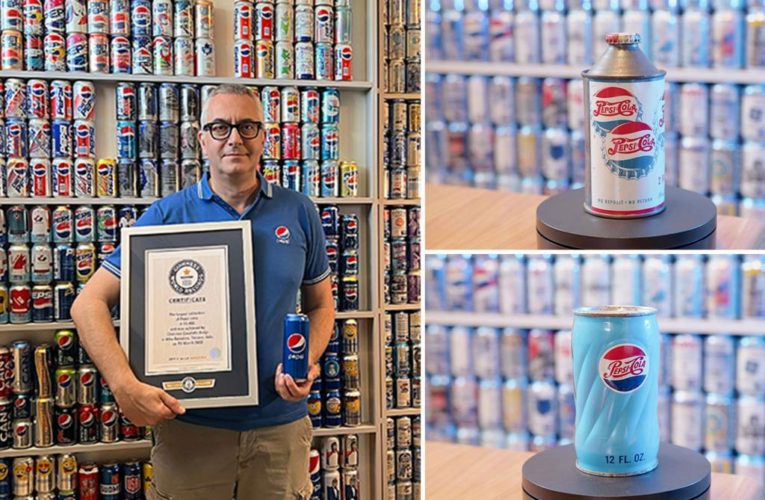 Pepsi superfan Christian Cavaletti breaks world record with 12,402 can-collection