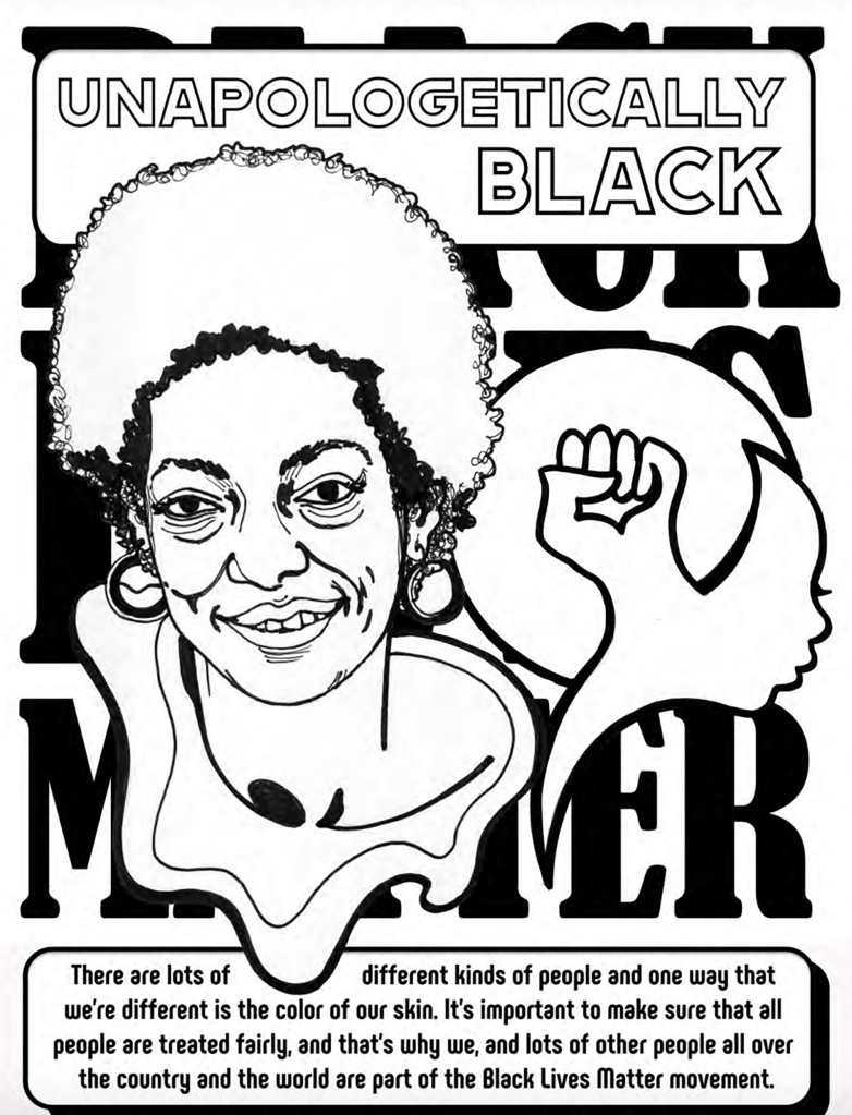 A page from the camp's Black Lives Matter coloring book.