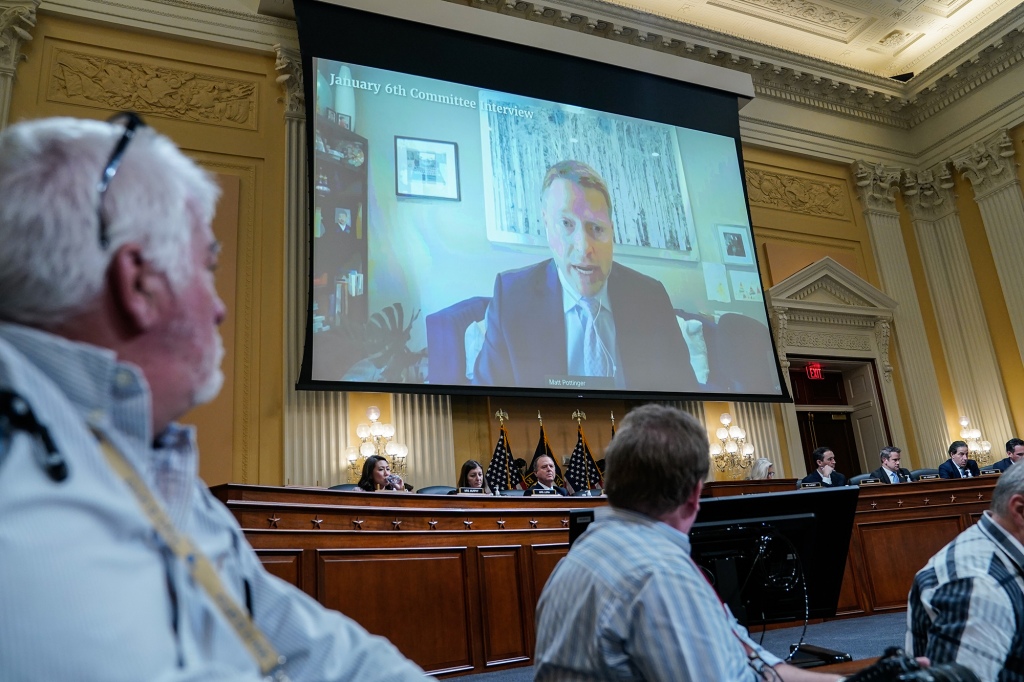 Former deputy national security adviser Matthew Pottinger and former deputy press secretary Sarah Matthews​ are both expected to testify in-person at the hearing.