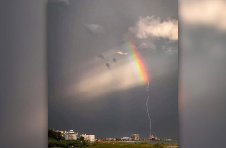 Florida woman in awe after taking ‘rainbow lightning’ photo